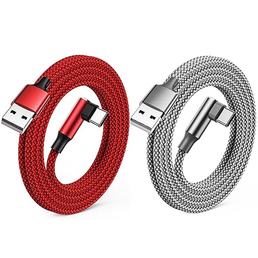 USB C Charger Cable 3M Type C Charger Fast Charging Cable Right Angle USB C Cable Nylon Braided for Samsung Galaxy S21 S20 S10 S9 S8 Note 10 9 8,Huawei P40 P30 P20,HTC,Moto G7,Google Pixel(2Pack 10FT)