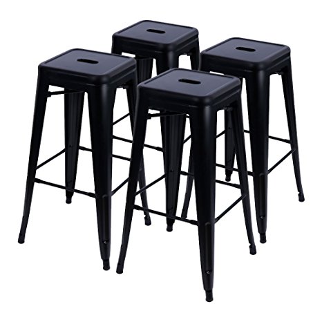 Furmax 30'' High Metal Stools Backless Indoor/Outdoor Use Stackable Bar Stools Black (4 pack)