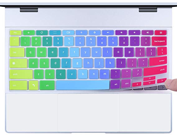 Colorful Keyboard Cover Compatible Google Pixelbook 12.3" Touch-Screen Chromebook(2018/2017 Released) Soft-Touch Keyboard Protective Skin, Rainbow