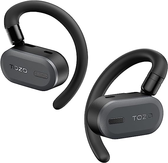 TOZO Open Buds Lightweight True Wireless Earbuds with Multi-Angle Adjustment, Bluetooth 5.3 Headphones with Open Ear Dual-Axis Design for Long-lasting Comfort, Crystal-Clear Calls for Driving, Meeting