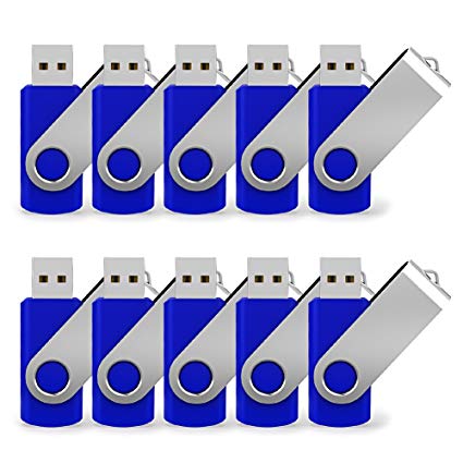 JUANWE 10 Pack 4GB USB Flash Drive USB 2.0 Thumb Drives Jump Drive Fold Storage Memory Stick Swivel Design - Blue