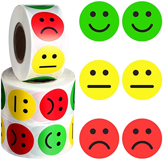 1500 Pieces Happy Sad Smiling Face Behavior Stickers Red Yellow Green Happy and Frowny Face Stickers Mini Motivational Stickers Colorful Incentive Stickers Behavior Chart Stickers for Student, 1 Inch