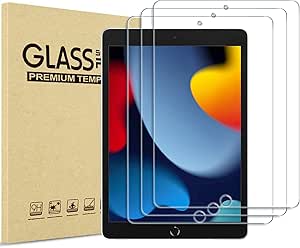 ProCase 3 Pack Screen Protector for iPad 10.2 9th 2021/ 8th 2020/ 7th 2019, Tempered Glass Film for A2602/A2603/ A2270/A2428/ A2197/A2198/A2201 -Clear