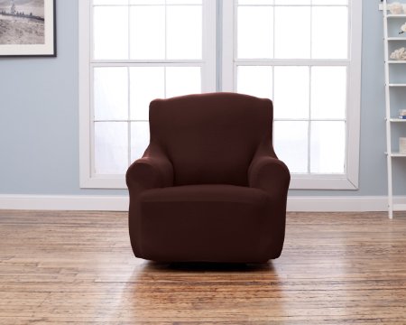 Lucia Collection Corduroy Strapless Slipcover. Form Fit, Slip Resistant, Stylish Furniture Shield / Protector Featuring Soft, Lightweight Fabric. By Home Fashion Designs. (Chair, Chocolate)