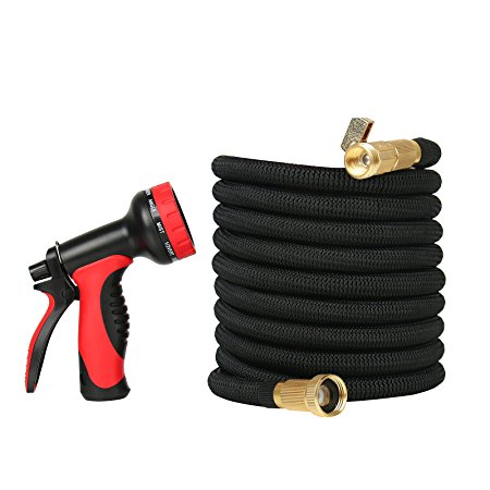 2017 New 50 feet Garden Hose Water Hose Strongest Magic Expandable Hose with Solid Brass Connectors And 8 Pattern Spray Nozzle for Garden, Car, Home