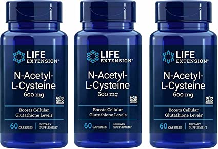 Life Extension NAC N-Acetyl Cysteine 600mg 60 Capsules Pack of 3 | 180 Capsules