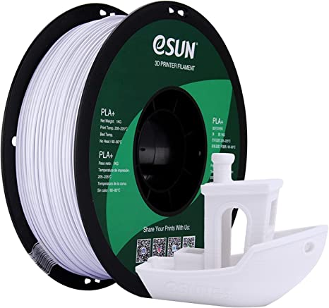 eSUN PLA  Filament 1.75mm, 3D Printer Filament PLA Plus, Dimensional Accuracy  /- 0.03mm, 1KG Spool (2.2 LBS) 3D Printing Filament for 3D Printers, Cold White