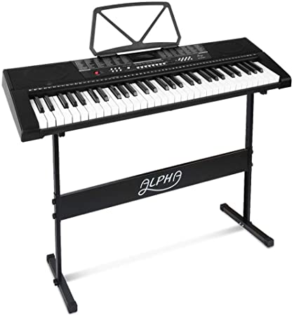 ALPHA 61 Keys Electronic Piano Keyboard Portable Battery Electric Piano with USB Input, Headphone Output, Adaptor, Battery Mode