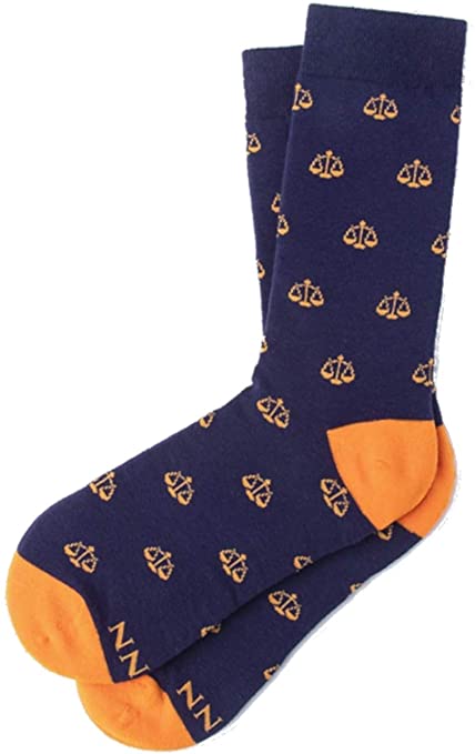 Women's Navy Blue Legal Scales of Justice Lawyer Law Crew Dress Socks