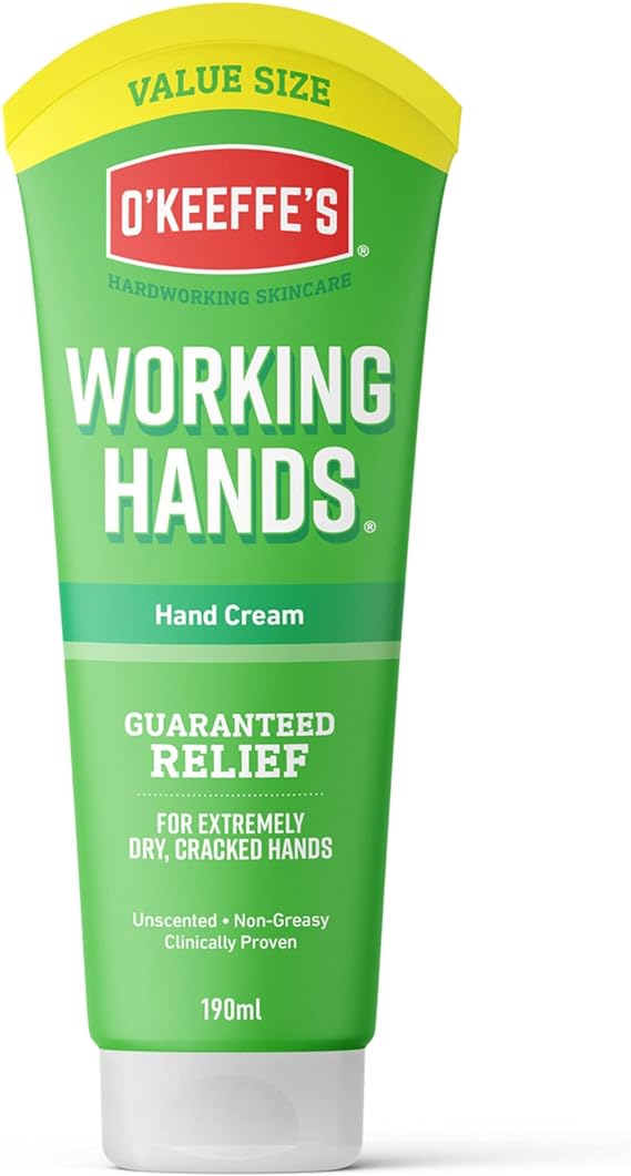 O’Keeffe’s Working Hands Value Tube, 190ml – Hand Cream for Extremely Dry, Cracked Hands | Non-Greasy, Unscented & Instantly Boosts Moisture Levels