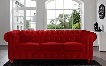 Classic Scroll Arm Chesterfield Sofa - Velvet - Tufted