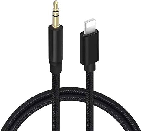 Aux Cord for iPhone, Glaida 3.5mm Aux Nylon Braided Stereo Audio Cable for Car Compatible with iPhone SE/11/11 Pro/XS/XR/X 8 7 6 to Car/Home Stereo, Speaker, Headphone - 3.3ft Black