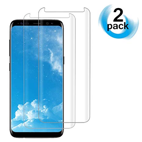 [2PACK] Galaxy S8 Clear Screen Protector,[Case Friendly][Anti-Fingerprint] Tempered Glass Screen Protector Compatible with Samsung Galaxy S8