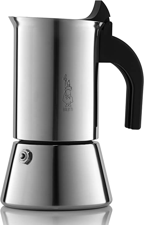 Venus Induction Capable Espresso Coffee Maker, Stainless Steel, 4 cup.