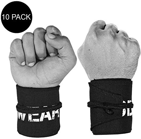 WOD Wear Wrist Wraps for Powerlifting, Strength Training, Bodybuilding, Cross Training, Olympic Weightlifting, Yoga Support - One Size Fits All