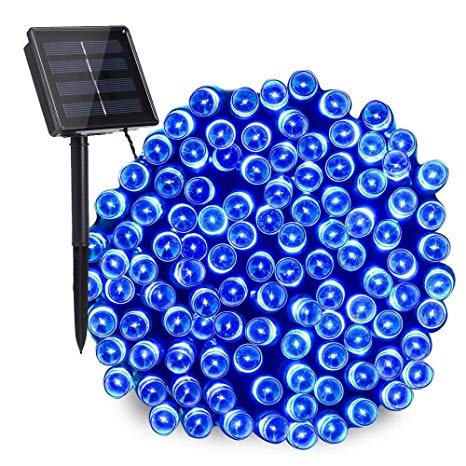 Solar Christmas Lights Blue Lights, 72ft 200 LED 8 Modes Solar String Lights, Waterproof Solar Fairy Lights for Xmas Tree, Garden, Patio, Home, Holiday, Party, Outdoor Christmas Decorations (Blue)