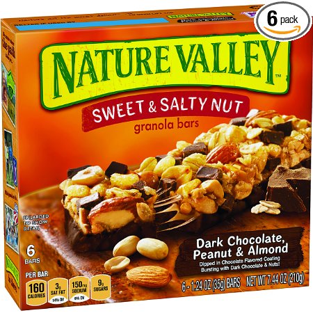 Nature Valley Sweet and Salty Dark Chocolate Peanut and Almond, 6-Count, 1.24-Ounce Bars (Pack of 6)