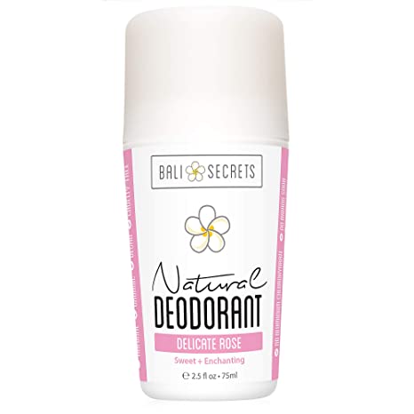 BALI SECRETS All Natural Deodorant for Women & Men. Organic & Vegan. Pure Ingredients. All Day Protection. 2.5 fl oz [Scent: Delicate Rose]