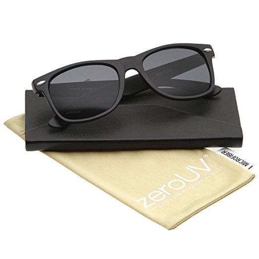 zeroUV - Matte Finish Color Mirror Lens Large Square Horn Rimmed Sunglasses 55mm