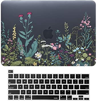 jvomk MacBook Pro 16 inch Case 2019 Release A2141 with Touch Bar & Touch ID, Plastic Hard Shell Case & Keyboard Cover Apple Laptop case Compatible with MacBook Pro 16 Black (Herbal Flowers Black)