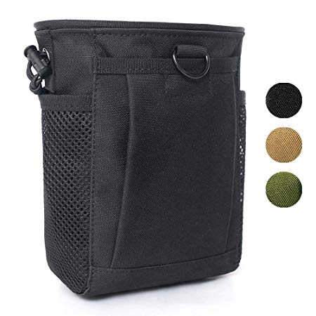 Tactical Molle Drawstring Magazine Dump Pouch, Adjustable Military Utility Belt Fanny Hip Holster Bag Outdoor Ammo Pouch