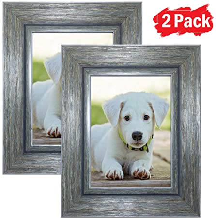 DY Frame 4x6 Picture Frame Vintage Green-Gray Rustic Home or Office Decor | Vertical or Horizontal Tabletop Stand or Wall Mounting | Baby, Pet, or Family Photos, Diploma