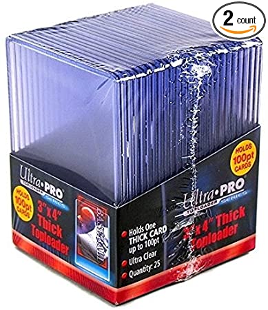 2 Ultra Pro 100pt Top Loaders - 25 100 Pt Toploaders Per Pack (50 Total) - Thick Baseball, Football, Basketball, Hockey, Gaming