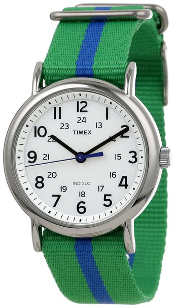 Unisex T2P1439J "Weekender" Green and Blue Nylon Strap Watch