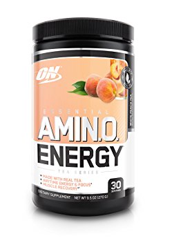 Optimum Nutrition Amino Energy with Green Tea and Green Coffee Extract, Preworkout and Essential Amino Acids, White Peach Tea 30 Servings