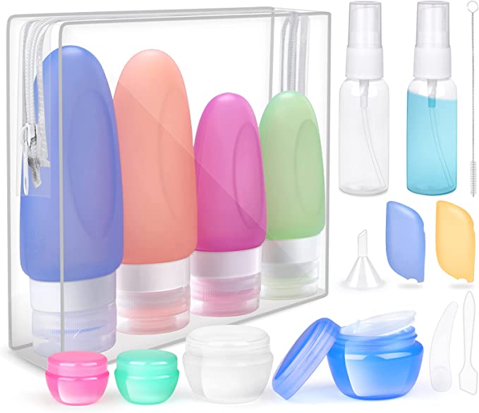 18 Pcs Travel Bottles Set for Toiletries, Opret Silicone Travel Containers 90ml/60ml TSA Approved Leak Proof Refillable BPA Free Travel Accessories for Shampoos, Conditioner and Lotion