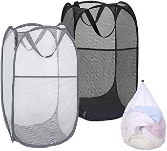 Gaishi Mesh Laundry Hamper, 2 Collapsible Portable Laundry Basket with 1 mesh Laundry Bag