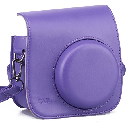 CAIUL Compatible Mini 8 8  9 Camera Case Bag With Soft PU Leather Material for Fujifilm Instax Mini 8 8  9 Film Camera ( Purple )