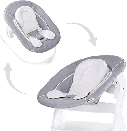 Hauck Alpha Bouncer 2-in-1 New-Born Set, Cosy Baby Rocker From Birth, Compatible with Hauck Wooden Grow-Along High Chair Alpha , Beta , Seat Minimiser, Stretch Grey