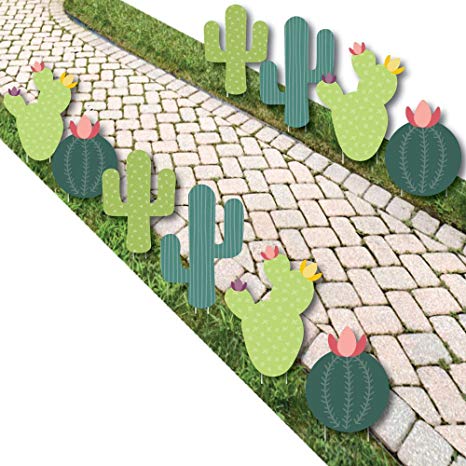 Prickly Cactus Party - Cactus Lawn Decorations - Outdoor Fiesta Party Yard Decorations - 10 Piece