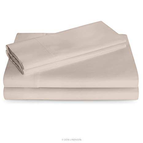 Linenspa 600 Thread Count Ultra Soft, Deep Pocket Cotton Blend Sheet Set - King - Sand