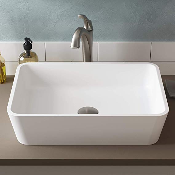 Kraus KSV-2MW Natura Bathroom Sink, Rectangular 19.7 x 13.8 inch