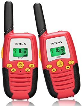 Retevis RT37 Kids Walkie Talkies,22 CH Durable Toys Radio Flashlight LCD Backlit,for 6-12 Year Old Boys Girls, Long Range,Camping Skating Hiking(Red,2 Pack)