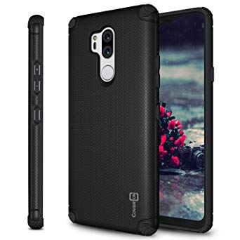 LG G7 ThinQ Case, CoverON Bios Series Minimalist Thin Fit Protective Hard Phone Cover with Embedded Metal Plate for Magnetic Car Mounts for LG G7 ThinQ - Black