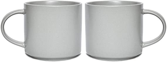 Bosmarlin Matte Ceramic Coffee Mug Set of 2 for Office and Home, 13 oz, Dishwasher and Microwave Safe (Grey(Light), 2)