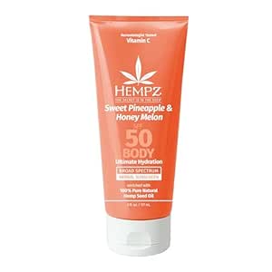 Hempz Daily Body Sunscreen SPF 50, Sweet Pineapple and Honey Melon (6 Oz) | Beach Essentials & Reef Safe Broad Spectrum Sun Care | Dermatologist Tested