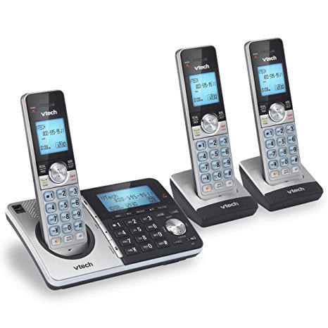 VTech C5159-3 3-Handset DECT 6.0 Cordless Phone with Answering System and Caller ID, Silver/Black