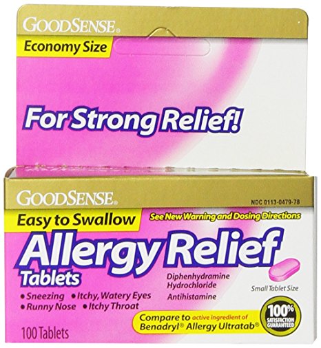 GoodSense Allergy Relief, Diphenhydramine HCL Antihistamine, 25 mg, 100 Count