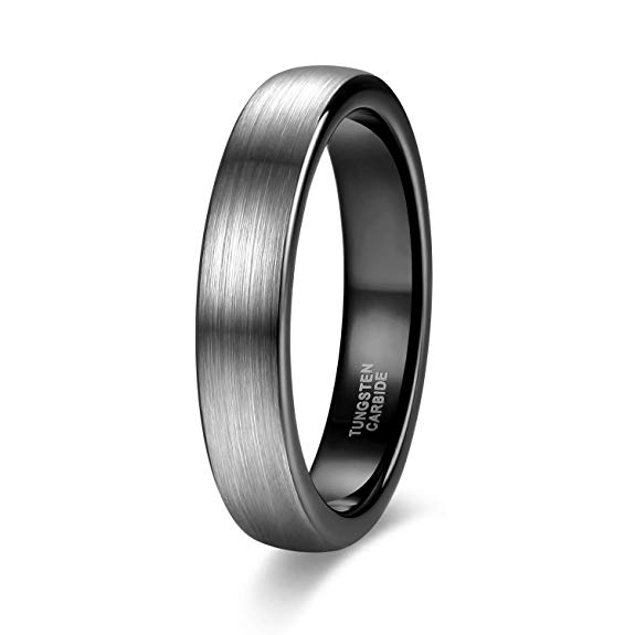 Shuremaster 4mm 6mm 8mm Tungsten Rings for Men Women Engagement Wedding Band Brushed Black/Blue/Silver Comfort Fit Size 4-12