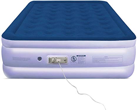 JOOFO Inflatable Queen Air Mattress - Luxury Raised Blow Up Air Bed with Upgraded Auto-Off Smart Pump 18 Inch- Includes Storage Bag for Home Camping and Travel - 3 Years Warranty