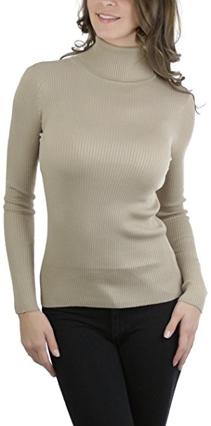 ToBeInStyle Women's Stretchy Line Design Turtleneck Sweater