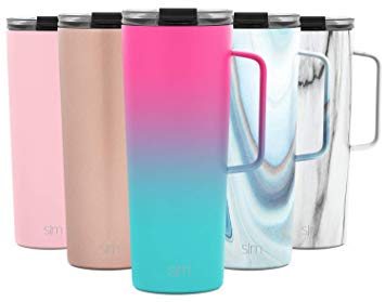 Simple Modern 24oz Scout Coffee Travel Mug Tumbler w/Clear Flip Lid - Cup Vacuum Insulated Camping Flask with Lid 18/8 Stainless Steel Hydro Ombre: Sorbet