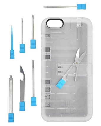 IN1 Multi Tool Case for iPhone 6/6s - Retail Packaging - Clear with Blue tools