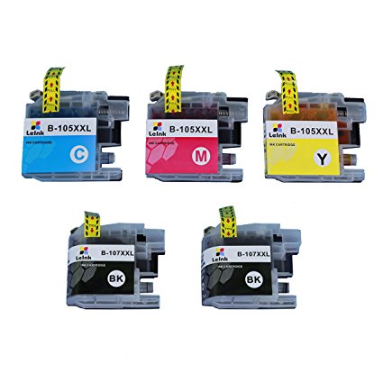 Ink Cartridge for Brother LC105 LC107 High Yield 5 Pack (2 Black 1 Cyan 1 Magenta 1 Yellow)