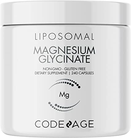 Codeage Liposomal Magnesium Glycinate Mineral Supplement, 2-Month Supply, Bisglycinate Chelate Liposomal BioMag Daily Pills, BioPerine Black Pepper Vitamins Capsules, Non-GMO Phospholipids, 240 ct