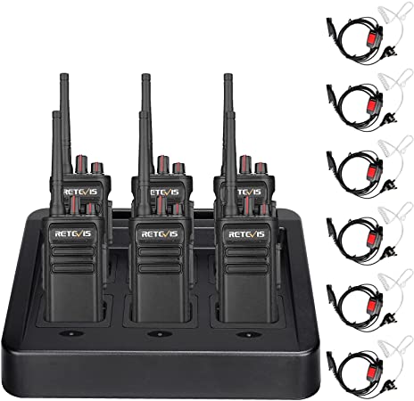 Retevis RB23 5W Two Way Radio,Waterproof 2 Way Radio Long Range,Emergency Alarm,1800 mAh,Rugged Walkie Talkies with 6 Way Multi Gang Charger(6 Pack)